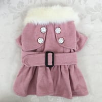 トレンチ型ファーコート　ピンク