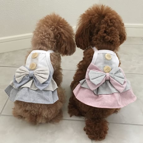 キャミリボンワンピース　グレーピンク