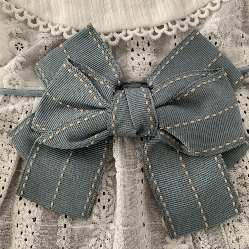 BUBBLES リボンデニムワンピース 新作 ホワイト S ONEPIECE | sparkling mall online store