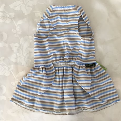 ストライプワンピース  ブルーブラウン　L