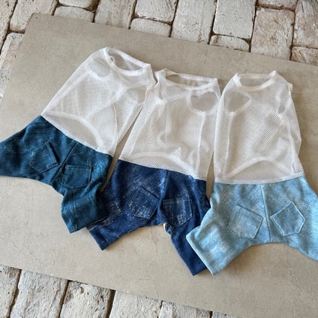 インナーメッシュタンク付きパンツ　サックス