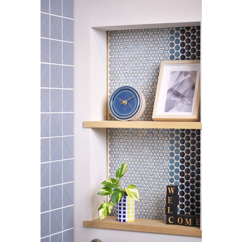 2WAY TILE WOOD CLOCK ペールブルー | 杉浦製陶株式会社