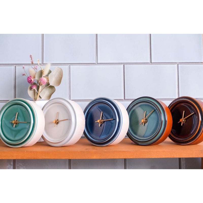 2WAY TILE WOOD CLOCK ペールブルー | 杉浦製陶株式会社