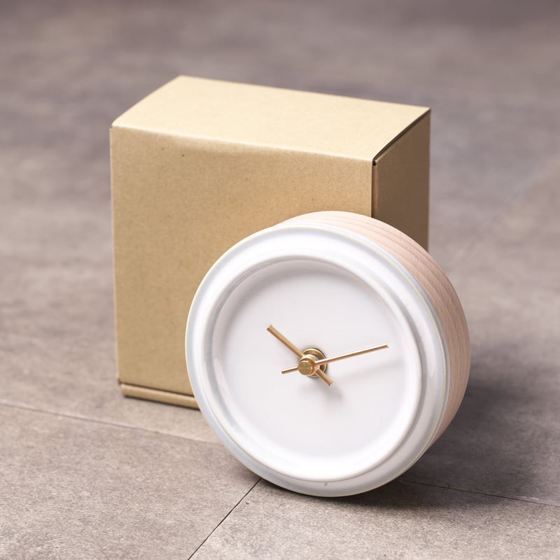 2WAY TILE WOOD CLOCK ペールイエロー | 杉浦製陶株式会社