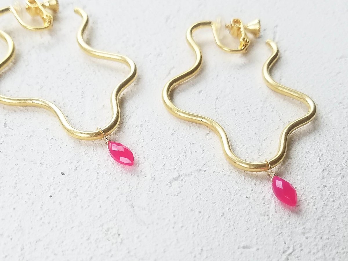 Wave ピンクカルセドニー/イヤリング | tashiroa