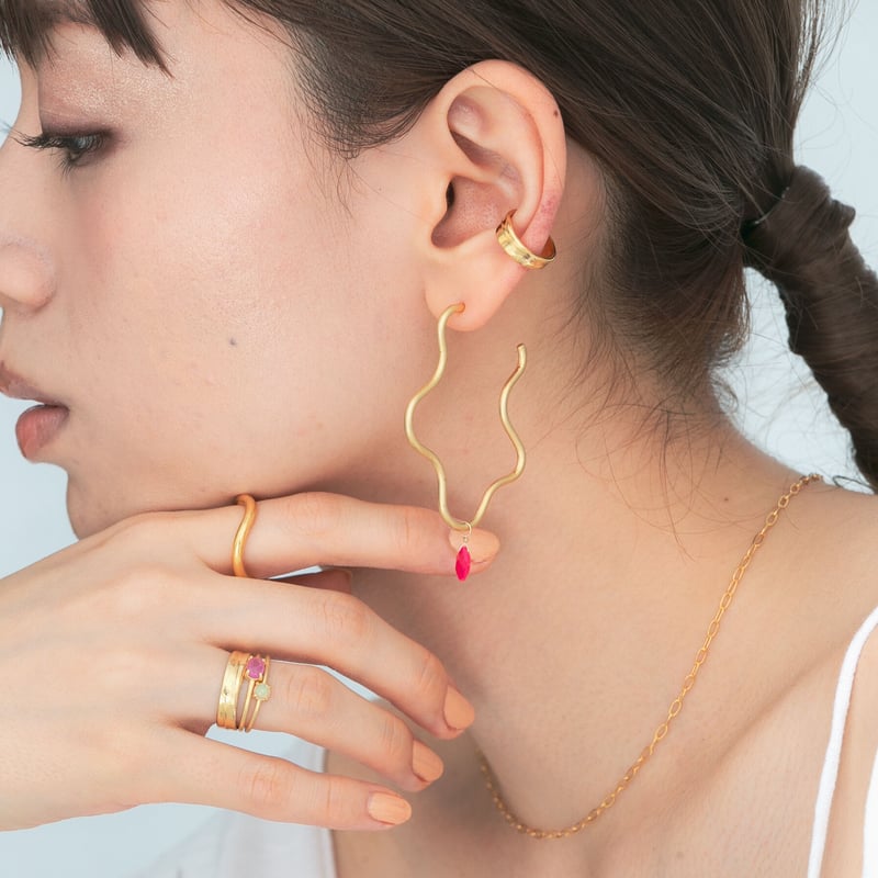 Wave ピンクカルセドニー/ピアス | tashiroa