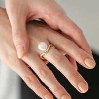 Baroque Pearl Curve Ring /GD