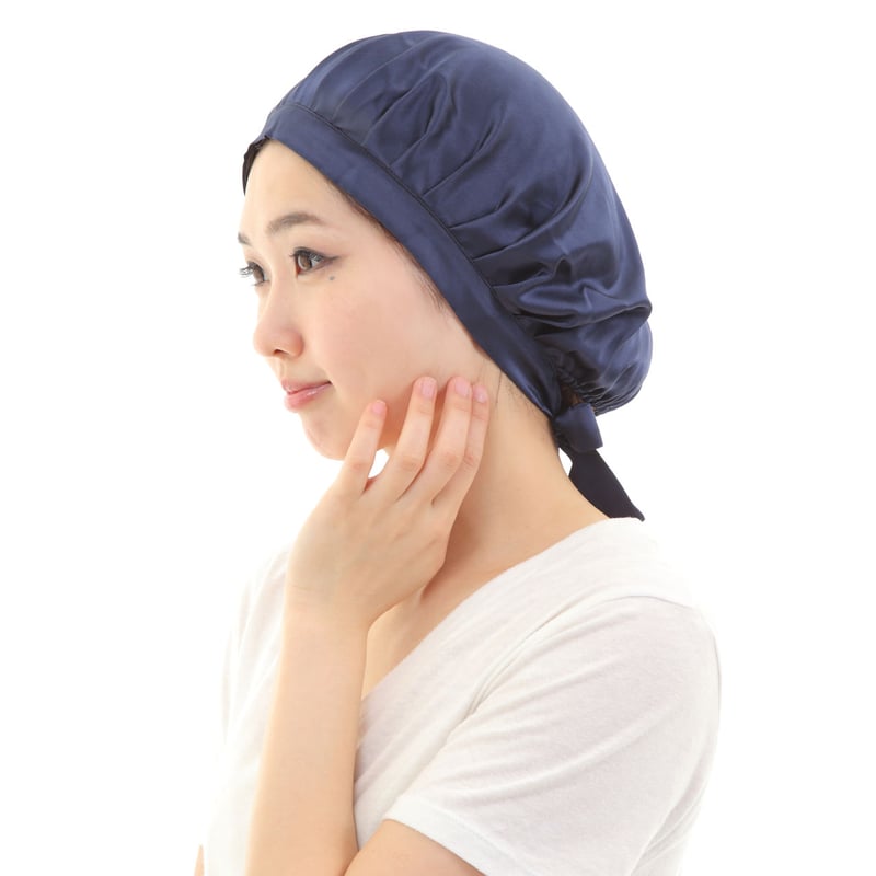 シルク100％ナイトキャップ ネイビー | daisyking STORE