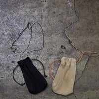PLEATED LEATHER  DRAWSTRING BAG
