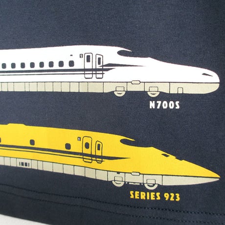 おとなTシャツ　ブルー（新幹線N700S＆ドクターイエロー）