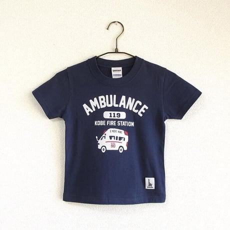 神戸市消防局コラボこどもTシャツ　ブルー （救急車）