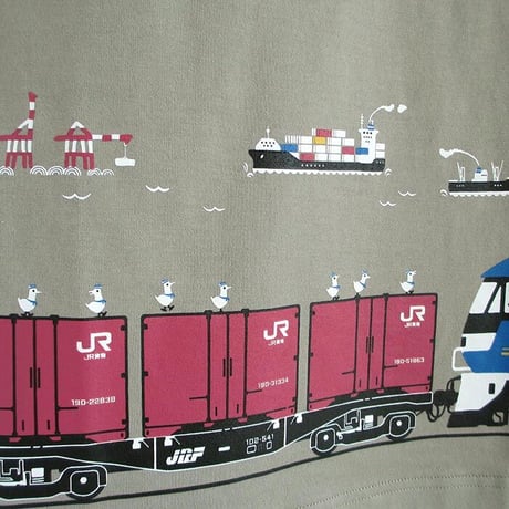 おとな長袖Tシャツ　シーグリーン（ＪＲ貨物　桃太郎）