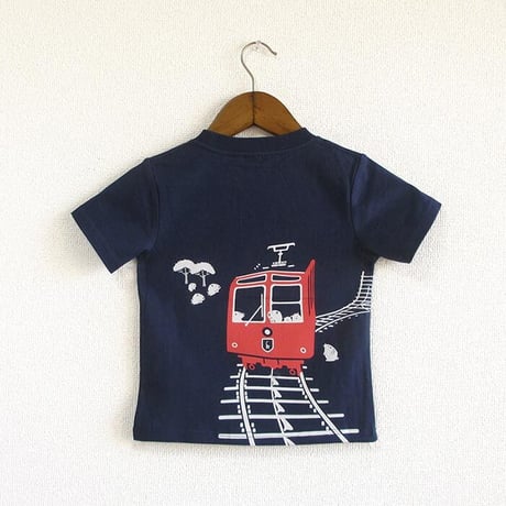 ★サイズ限定★こどもTシャツ　ブルー（ケーブルカー）