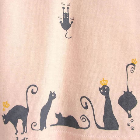 カフェクロトコラボ こども半袖Tシャツ　ベビーピンク （クロトの猫達）