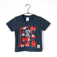 神戸市消防局コラボこどもTシャツ　ブルー （消防車両）