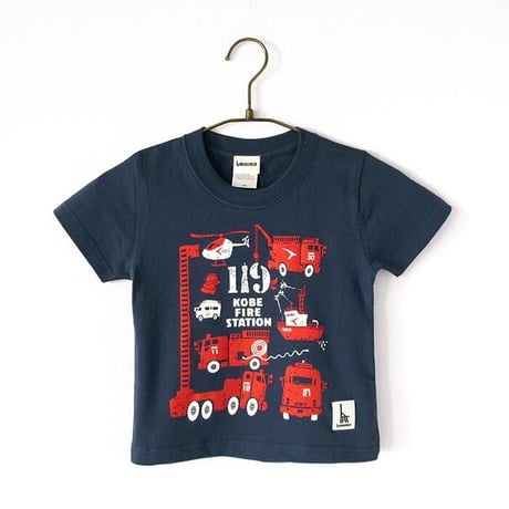 神戸市消防局コラボこどもTシャツ　ブルー （消防車両）