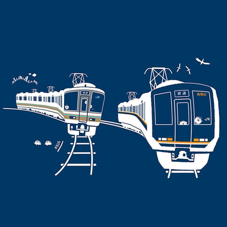 おとなTシャツ　ブルー（ＪＲ西日本　普通＆快速電車）