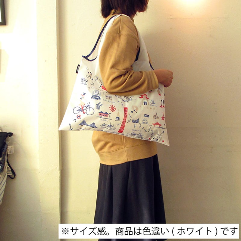 エコバッグ（旅するマチルダ 神戸）ネイビー | UMIKIRIN（海キリン）