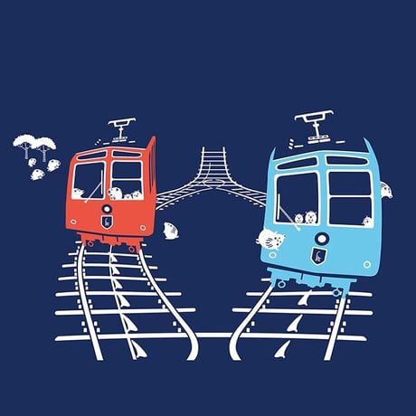 ★サイズ限定★おとなTシャツ　ブルー（ケーブルカー）