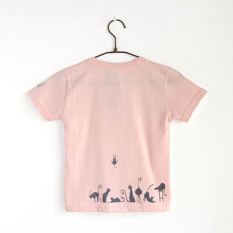 カフェクロトコラボ こども半袖Tシャツ　ベビーピンク （クロトの猫達）