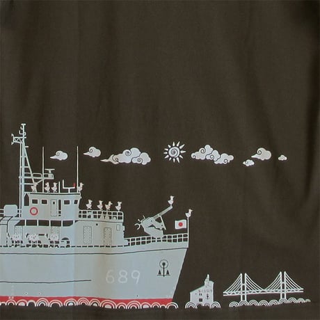 おとなＴシャツ　ダークグレー（海上自衛隊 阪神基地隊コラボ 掃海艇あおしま）