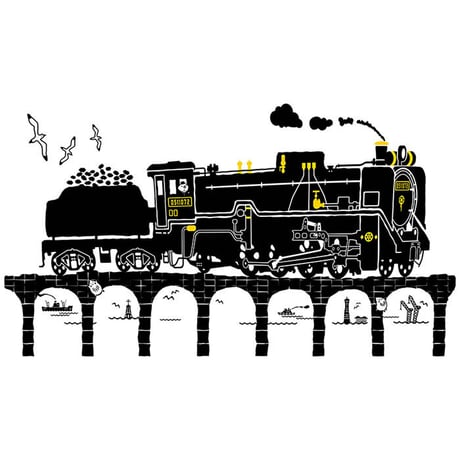 こどもTシャツ　ホワイト（蒸気機関車Ｄ５１）