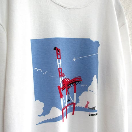 おとな長袖Tシャツ　ホワイト（ガントリークレーン）