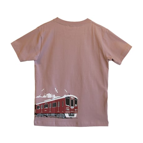 おとなTシャツ　グレイッシュピンク（阪急電車2000系）
