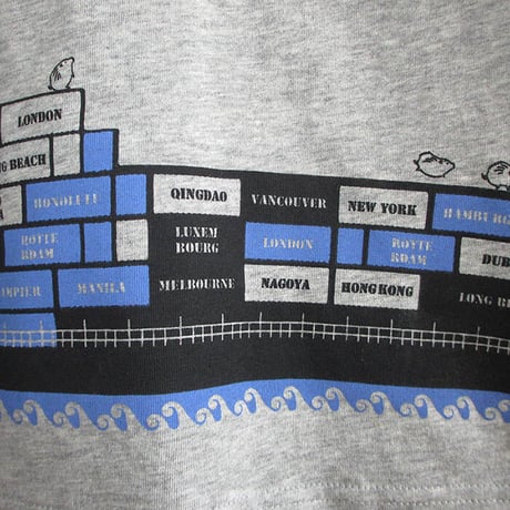 おとな長袖Tシャツ　杢グレー（コンテナ船）