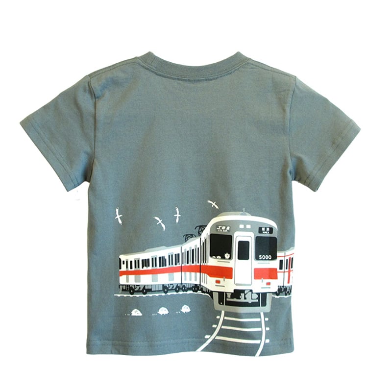 山陽電車コラボ こどもTシャツ ブルーグレー（山陽電車6000系と5000系 