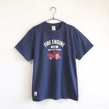 神戸市消防局コラボおとなTシャツ　ブルー （消防車）