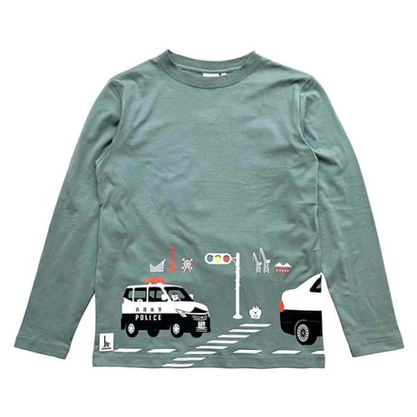 おとな長袖Tシャツ　ブルーグレー（兵庫県警察コラボ：リフレクター付）