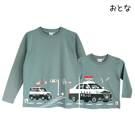 おとな長袖Tシャツ　ブルーグレー（兵庫県警察コラボ：リフレクター付）