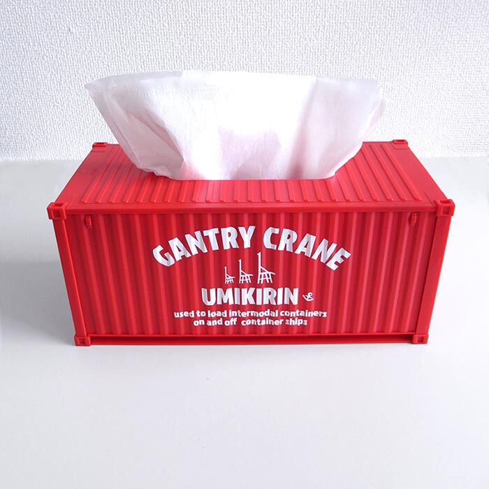 コンテナ型ティッシュケース レッド（ウミキリンロゴ） | UMIKIRIN（海