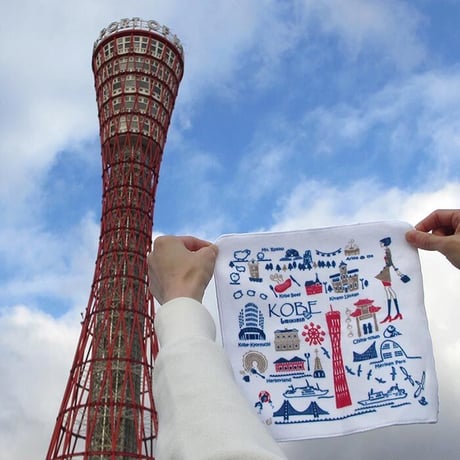 タオルハンカチ（今治産）オフホワイト　（旅するマチルダ：神戸）