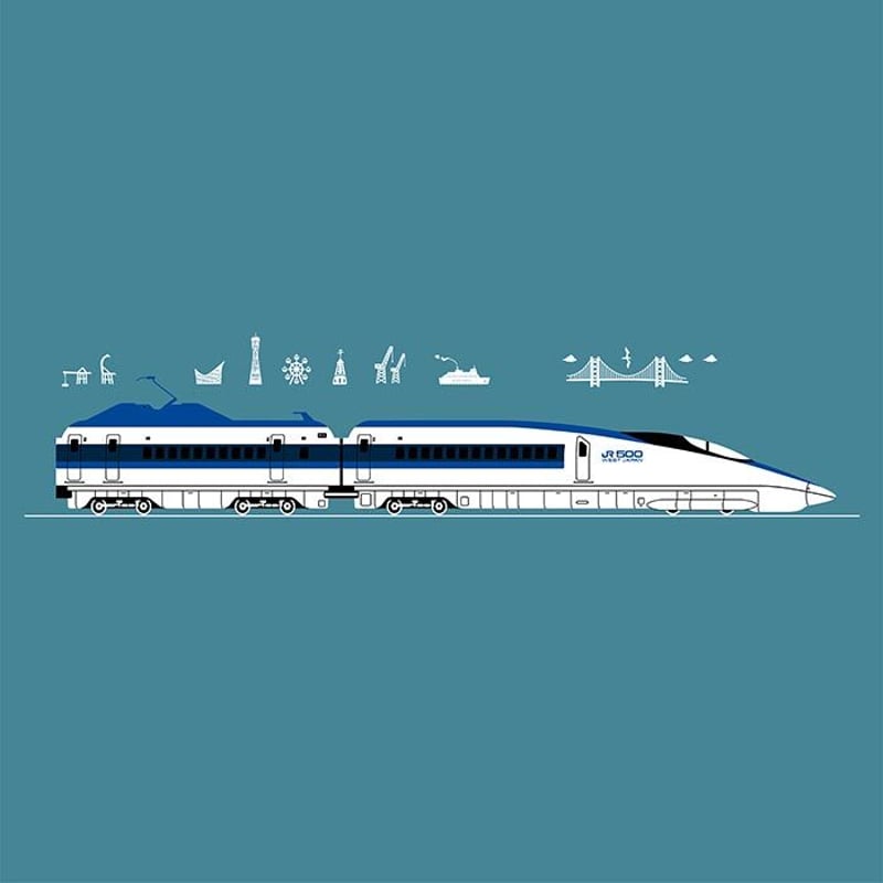おとなTシャツ ブルーグレー（新幹線500系） | UMIKIRIN（海キリン）