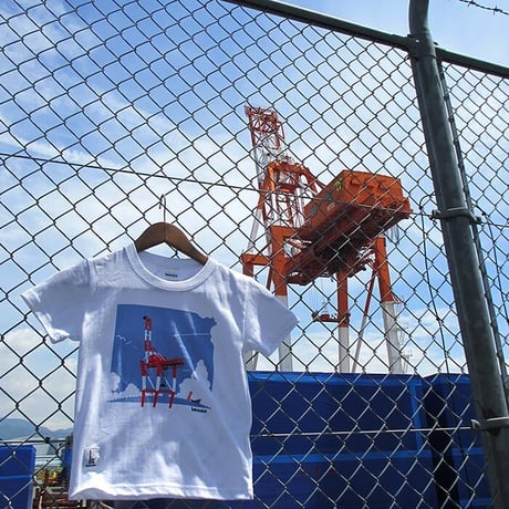 こどもTシャツ　ホワイト（ガントリークレーン）
