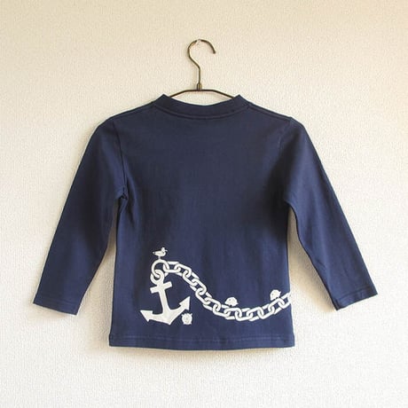 ★サイズ限定★こども長袖Tシャツ　ブルー （大小イカリ）