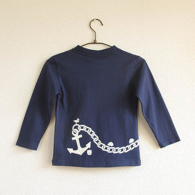 ☆サイズ限定☆こども長袖Tシャツ ブルー （大小イカリ） | UMIKIRIN 