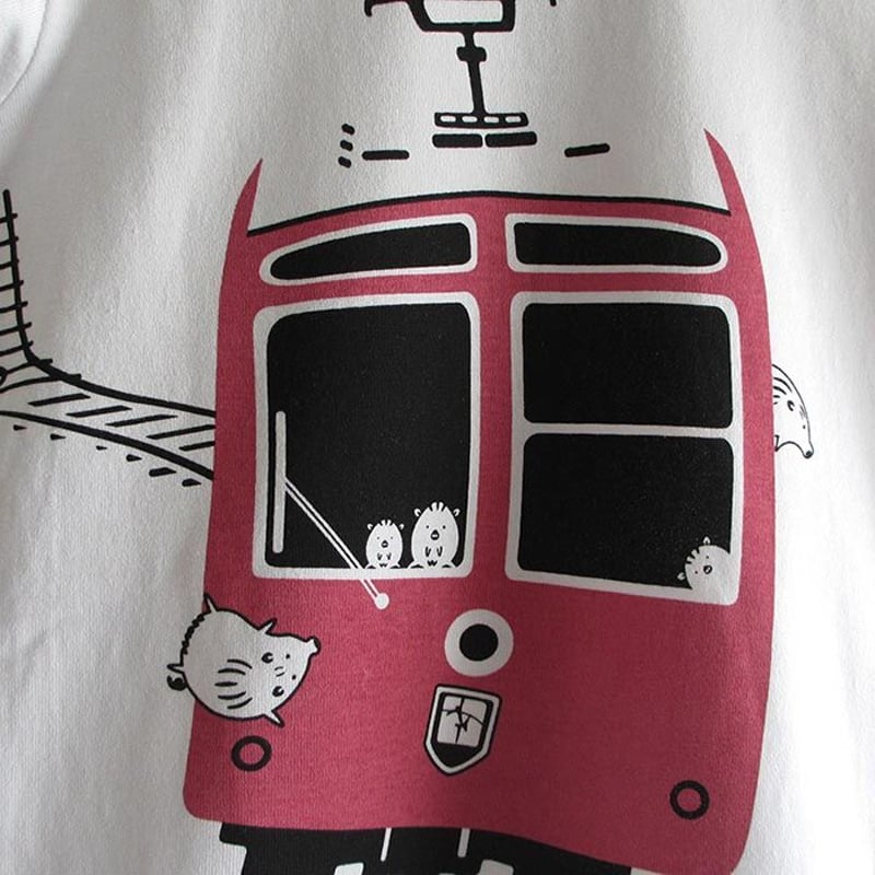 ☆150cmのみ☆こどもTシャツ ホワイト（摩耶山のレトロケーブルカー