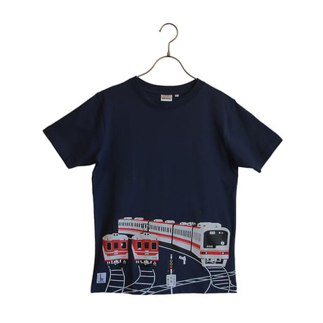 おとなＴシャツ　ブルー（神戸電鉄コラボ 3000系と5000系）