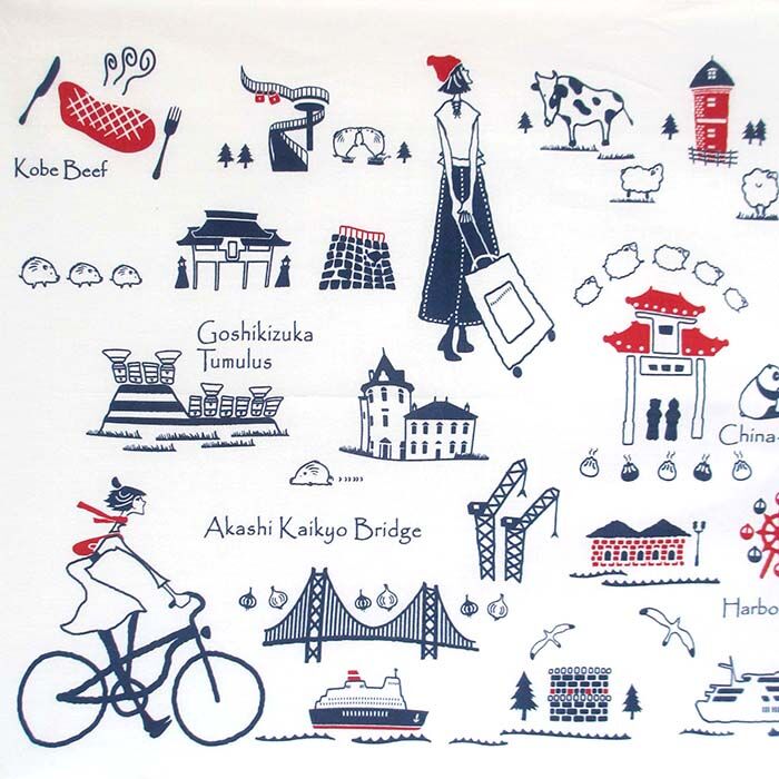 手ぬぐい （旅するマチルダ 神戸） | UMIKIRIN（海キリン）