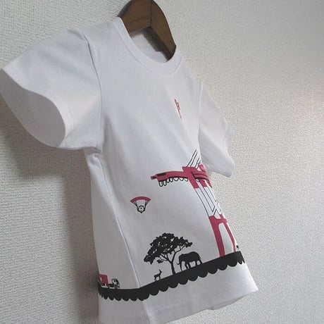 こどもTシャツ　ホワイト（サバンナ＆ガントリークレーン）