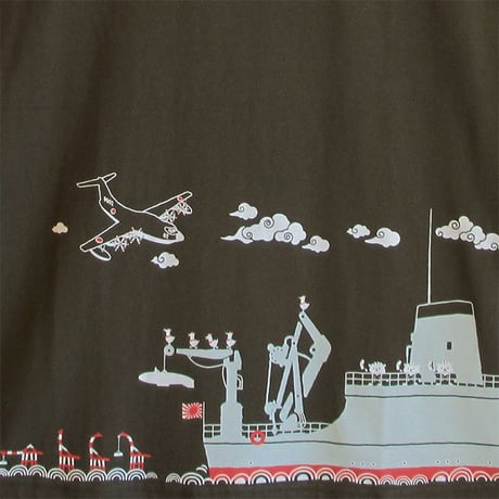 おとなＴシャツ　ダークグレー（海上自衛隊 阪神基地隊コラボ 掃海艇あおしま）