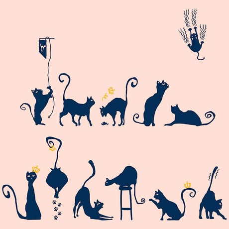 カフェクロトコラボ おとな半袖Tシャツ　ベビーピンク （クロトの猫達）