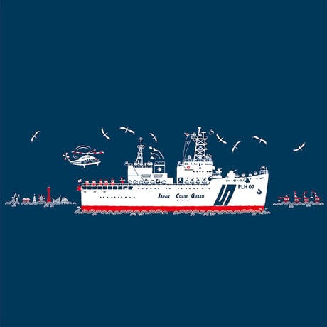 第五管区海上保安本部コラボ おとなTシャツ　ブルー（巡視船せっつ）