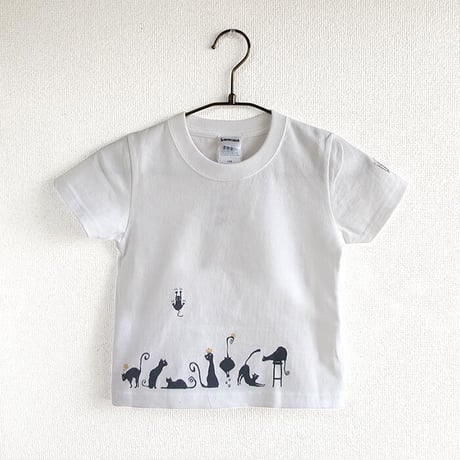 ★サイズ限定★カフェクロトコラボ こども半袖Tシャツ　ホワイト （クロトの猫達）