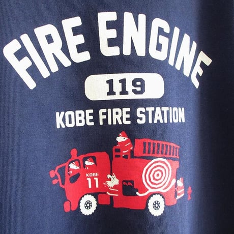 神戸市消防局コラボおとなTシャツ　ブルー （消防車）