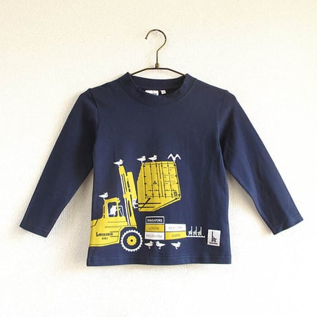 こども長袖Tシャツ　ブルー （フォークリフト）
