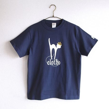 カフェクロトコラボ  おとな半袖Tシャツ　ブルー （クロト猫）